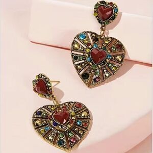Heart-Shaped Multicolor Earrings